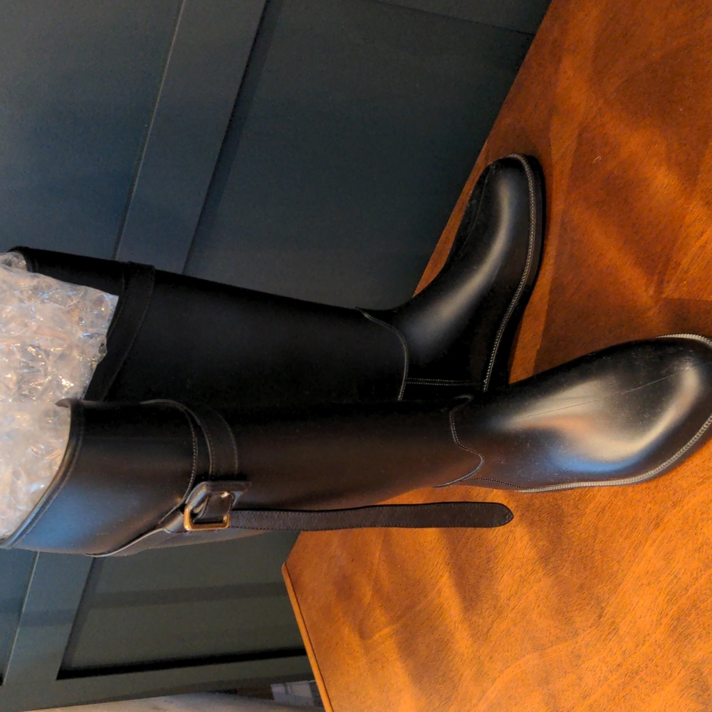 Burberry Rain Boots with Leather Detail Size 38